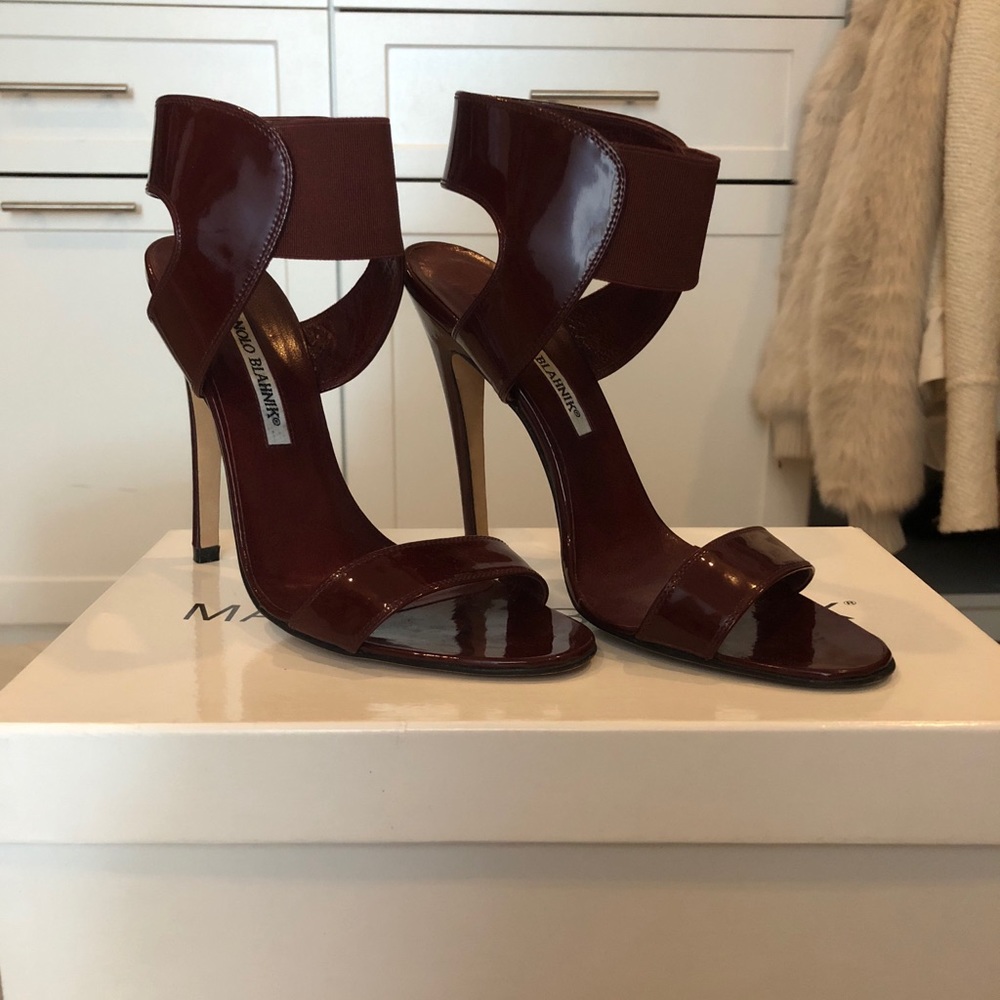 Manolo Blahnik Burgundy Sandals 36